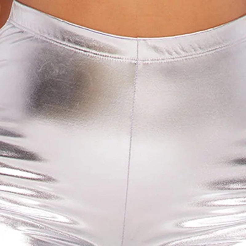 CHARYEAH Women's Shiny Active Biker Shorts Sparkly Yoga Running Shorts High Waisted Tummy Control Athletic Workout Legging - Image 3